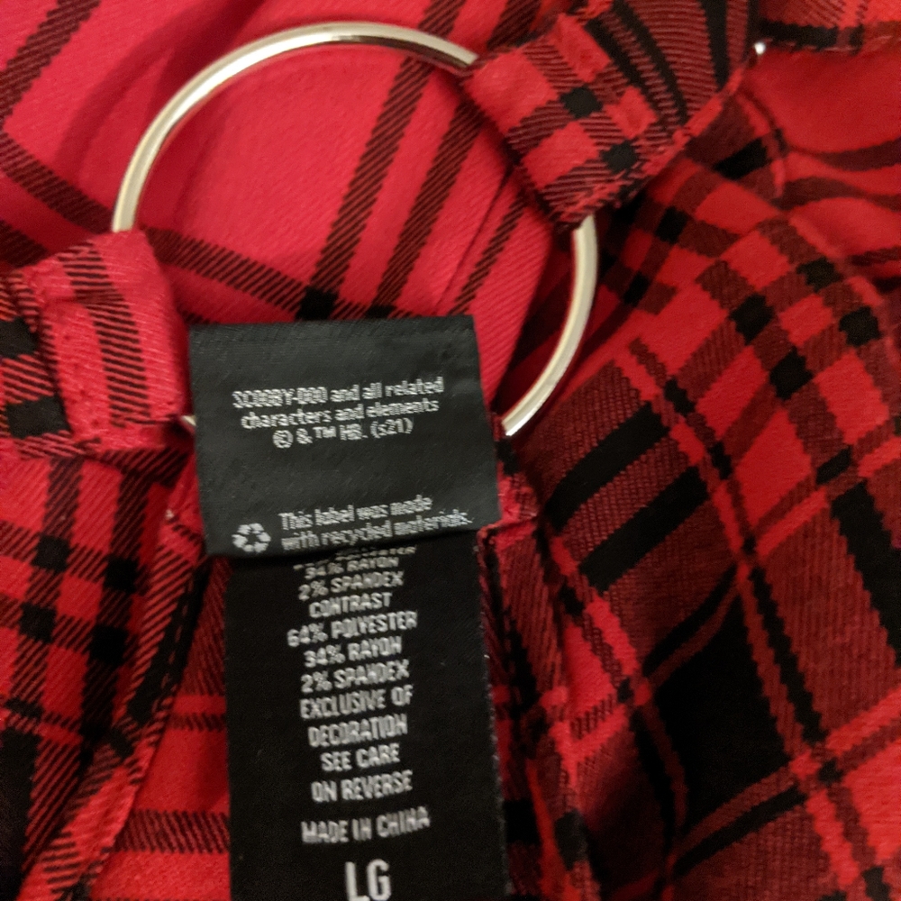 Scooby Doo Red Plaid Pinafore Punk Dress L - Picture 6 of 6
